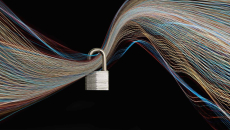 Lock around various fiberoptic wires signifying numerous IoT connections