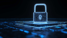 Abstract of lock resting on keyboard