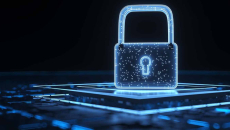 CGI image of a padlock on a digital platform