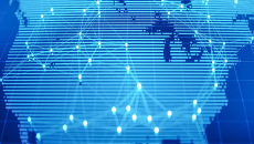 Graphic showing connected points on a map of North America