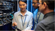Workers in a server room