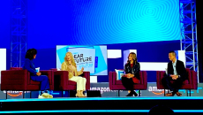 A panel of Amazon health leaders on stage at HLTH in Boston
