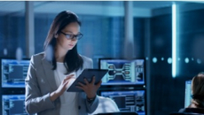 Worker using tablet