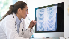 Radiologist reads diagnostic image