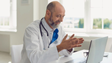 A doctor on video chat