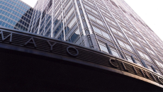 Mayo Clinic letters on building entrance