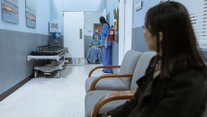 Hospital corridor waiting area