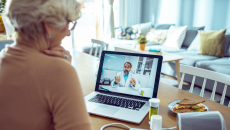 A telehealth visit via laptop
