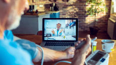 A telehealth visit via laptop