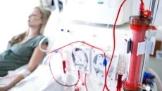 Woman receives dialysis