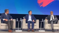 From left: Dr. Hal Baker, HIMSS board member and moderator; AMA Executive VP and CEO John Whyte; and Micky Tripathi, chief AI implementation officer, Mayo Clinic