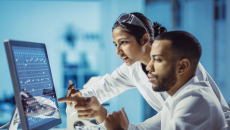 Researchers working in a laboratory