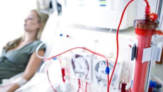 Female patient in dialysis