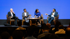 Andrew Pearce, VP Analytics and Global Advisory Lead, HIMSS; Veneeth Purushotaman, CIO, Aster DM Healthcare; Dr Tamara Sunbul, Medical Director of Clinical Informatics, Johns Hopkins Aramco Healthcare; and Arvind Sivaramakrishnan, CIO, Karkinos Healthcare