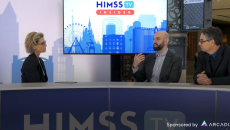 John Halamka, president, Mayo Clinic Platform, and Arcadia president and CEO Michael Meucci with Kate Milliken