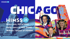 Dr. Brian Lein, DHA assistant director of healthcare administration, Bill Tinston, FEHRM director, and Holly Joers PEO DHMS program executive officer