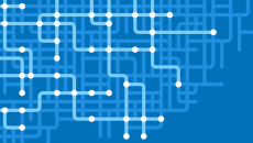 Abstract of lines and curves intersecting at dots