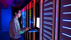 IT professional in a server room