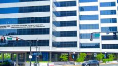 Englewood Health building with sign