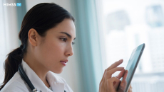 Healthcare worker using smartphone