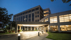 Hospital campus at night