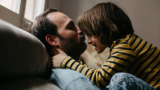 Parent holding child