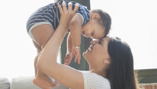 Parent holding baby