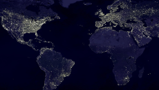 A map of the earth with points indicating habitation