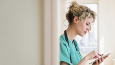 Nurse on tablet