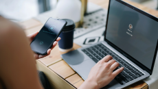 User authenticates laptop access on a mobile phone with required MFA