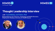 Bruce Steinberg and Taghreed Justinia, regional director for IT Services at King Saud bin Abdulaziz University for Health Sciences