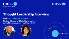 Bruce Steinberg and Dr. Tamara Sunbul, medical director of clinical informatics at Johns Hopkins Aramco Healthcare