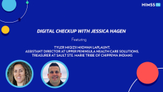 Tyler LaPlaunt, assistant director at Upper Peninsula Health Care Solutions and Jessica Hagen