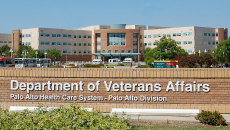 VA Palo Alto building and sign on wall in front