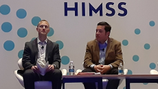 Lawyers Matthew Fisher, left, and Oliver Kim discuss the legal landscape in healthcare post-Dobbs at the HIMSS23 Global Conference in Chicago on Tuesday.