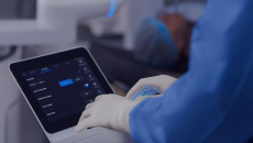 A clinician operating a robotic platform