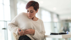 Person injecting self in the side