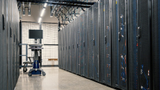 Server room with terminal on cart