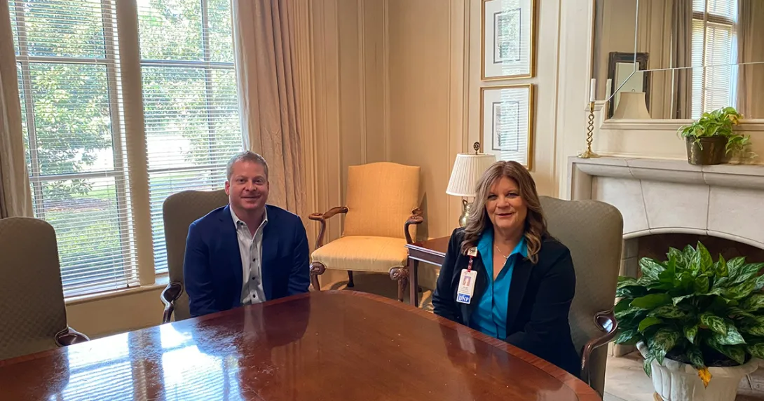 Joseph Cook and Julie Firman of Baptist Health discussing virtual nursing