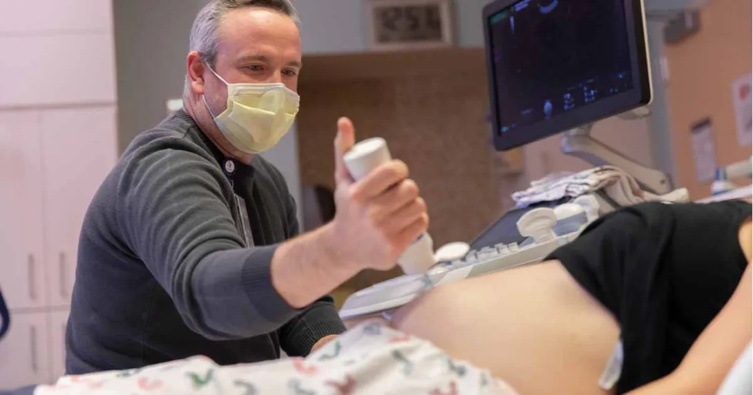 Physician doing ultrasound at Children's Hospital Colorado