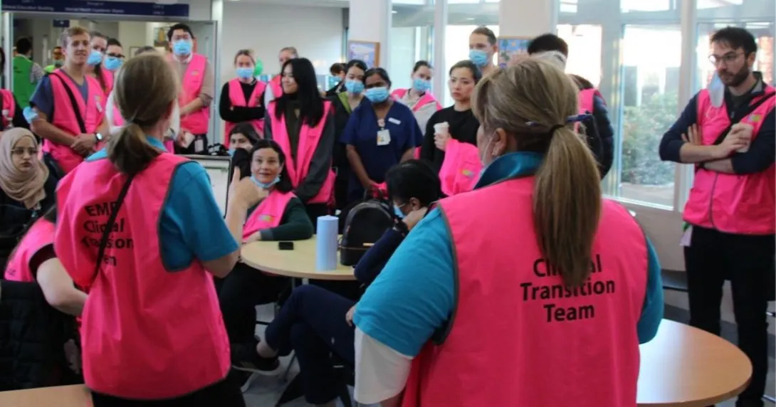 Northern Health's EMR clinical transition team briefing hospital staff