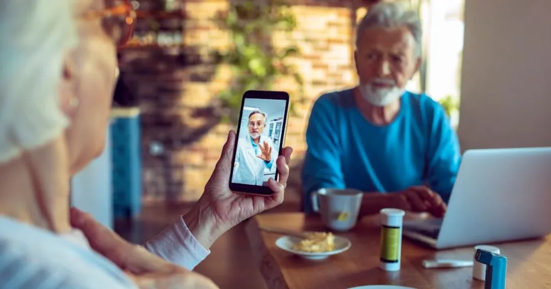 A telemedicine appointment via smartphone