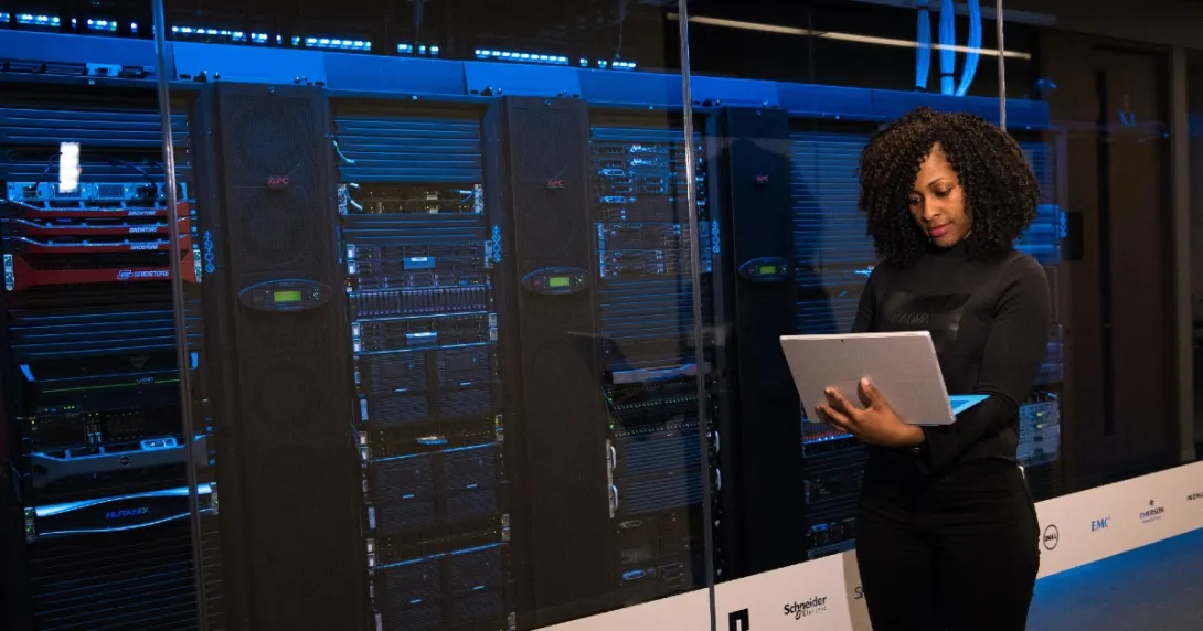 Person in a server room