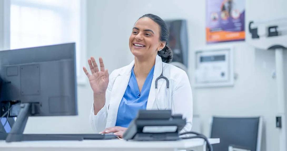 Health professional in a telehealth visit
