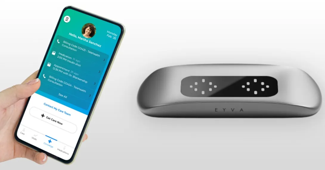 The device and a phone displaying its app
