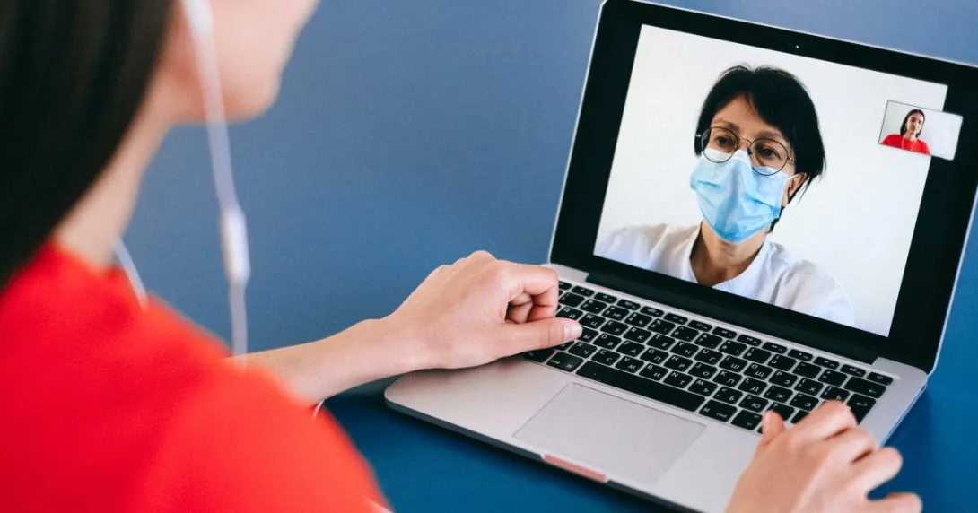 A telehealth professional on-screen