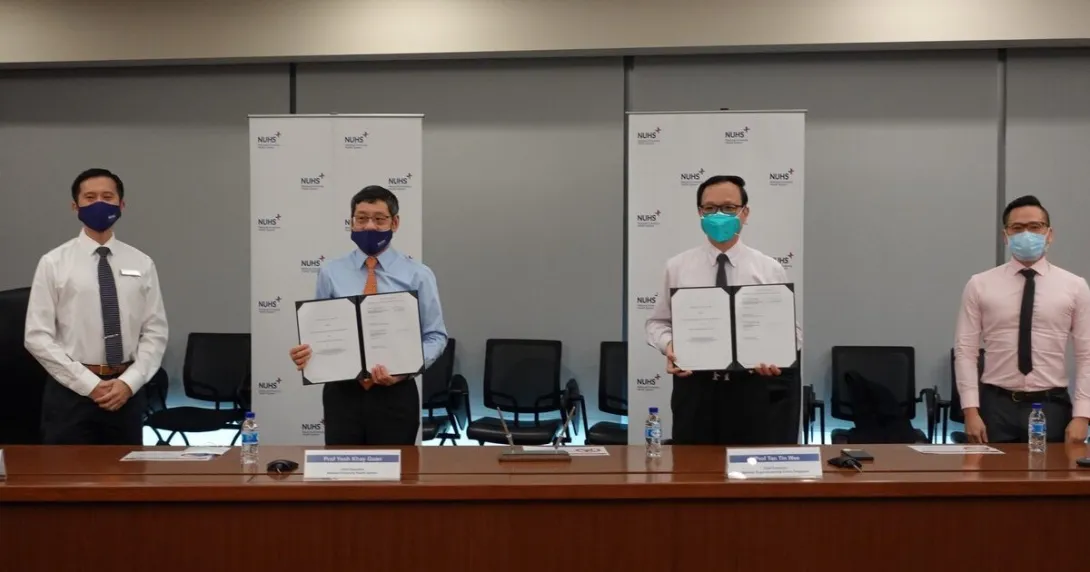 Officials from NUHS and NSSC at the signing of an agreement to build PRESCIENCE supercomputing infrastructure by mid-2022
