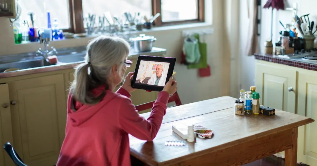 A person using telehealth