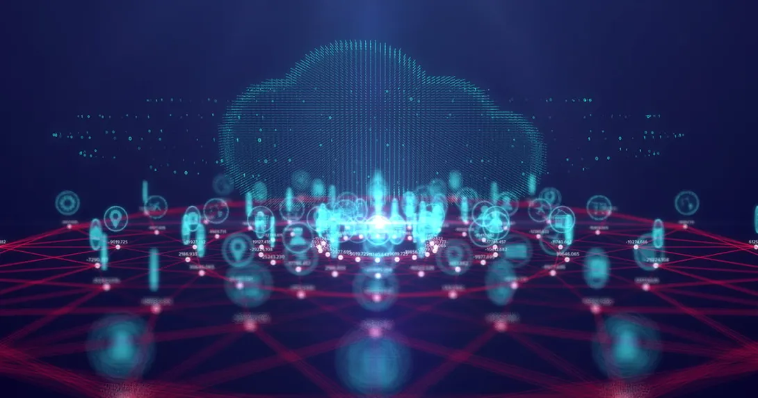 Abstract of dots in a connected network