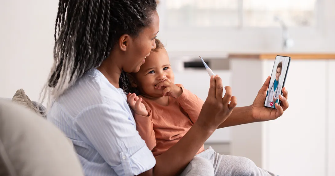 Mother and baby telehealth consult